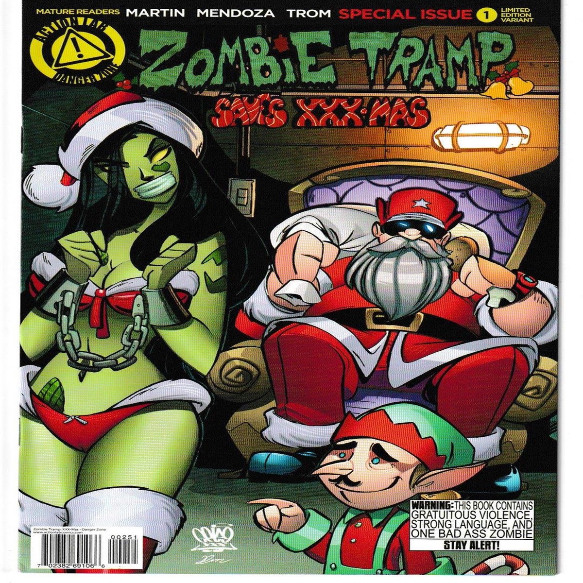 ZOMBIE TRAMP SAVES XXX-MAS #1 Marcelo Trom Cover 1/2000 (ACTION LAB 2015)